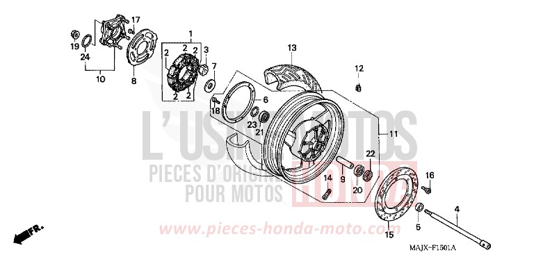 HINTERRAD (ST1100A) von Pan-European ABS CANDY GRACEFUL RED-U (R151) von 2000